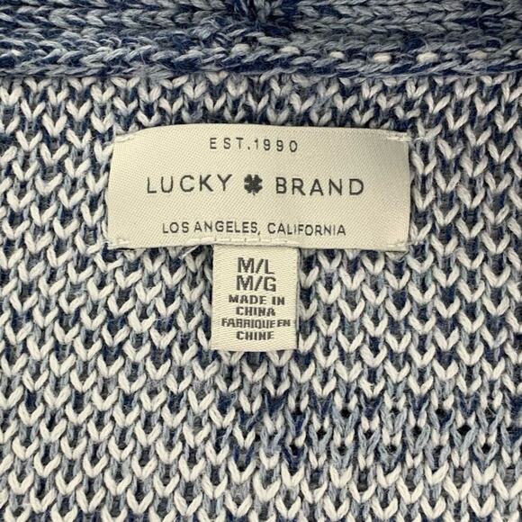 Lucky Brand Blue/White Aztec Print Button-Down Sweater - Picture 12 of 16